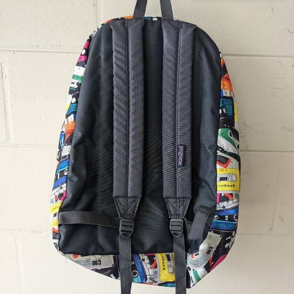 Classic Jansport Superbreak Backpack Mixtapes Cassette Tapes All Over Print - Picture 2 of 8